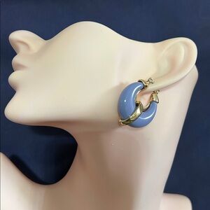 Periwinkle and Gold Hoop Earrings